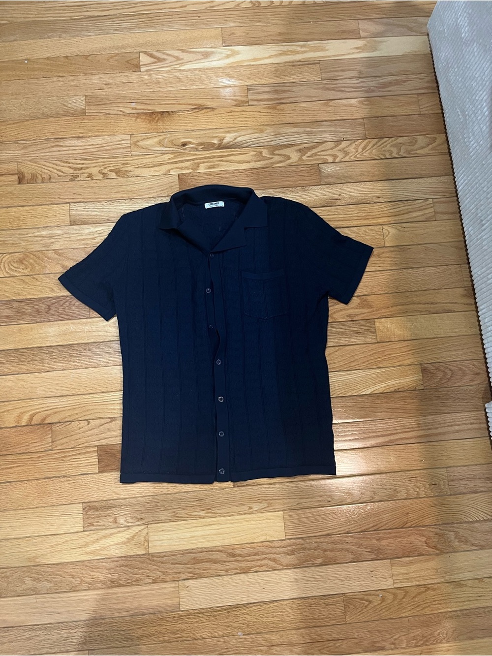Men's Short-Sleeve Knit Button-Down Shirt - Navy